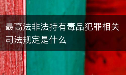 最高法非法持有毒品犯罪相关司法规定是什么