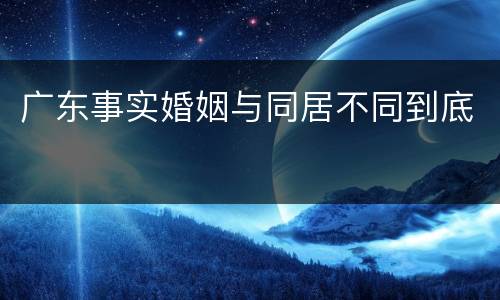 广东事实婚姻与同居不同到底