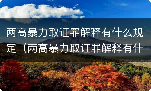 两高暴力取证罪解释有什么规定（两高暴力取证罪解释有什么规定吗）