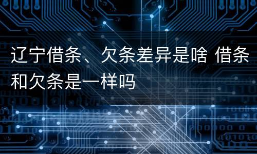 辽宁借条、欠条差异是啥 借条和欠条是一样吗