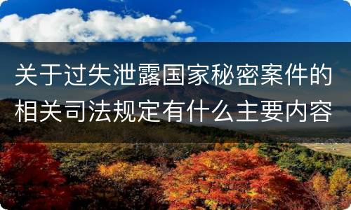 关于过失泄露国家秘密案件的相关司法规定有什么主要内容