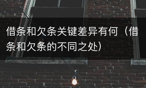 借条和欠条关键差异有何（借条和欠条的不同之处）