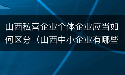 山西私营企业个体企业应当如何区分（山西中小企业有哪些）