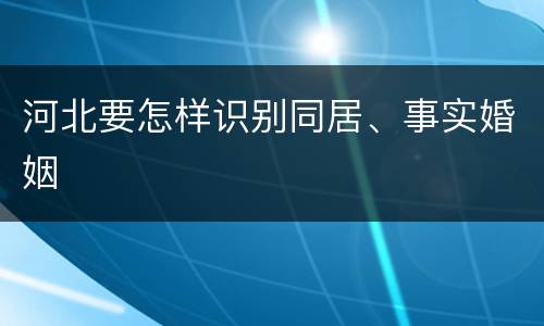 河北要怎样识别同居、事实婚姻