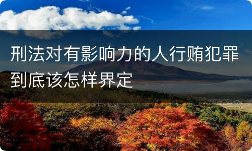 刑法对有影响力的人行贿犯罪到底该怎样界定