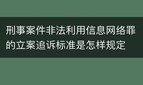 刑事案件非法利用信息网络罪的立案追诉标准是怎样规定