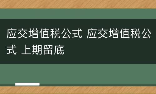 应交增值税公式 应交增值税公式 上期留底