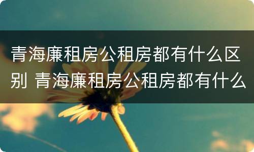 青海廉租房公租房都有什么区别 青海廉租房公租房都有什么区别呢