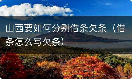 山西要如何分别借条欠条（借条怎么写欠条）