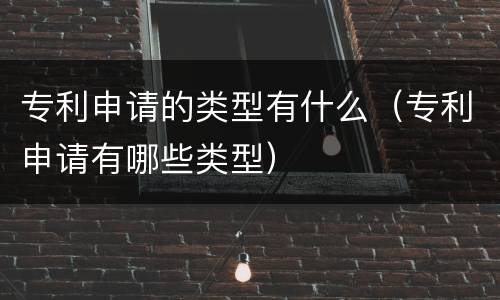 专利申请的类型有什么（专利申请有哪些类型）