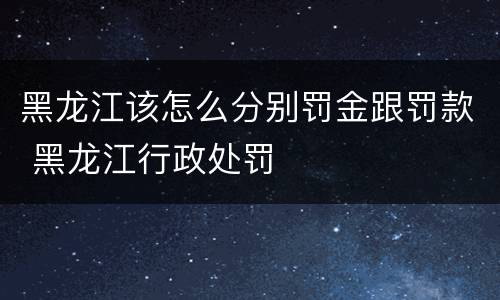黑龙江该怎么分别罚金跟罚款 黑龙江行政处罚