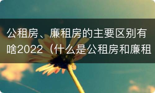 公租房、廉租房的主要区别有啥2022（什么是公租房和廉租房）