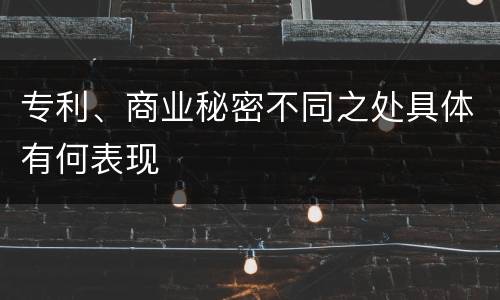专利、商业秘密不同之处具体有何表现