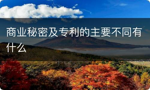 商业秘密及专利的主要不同有什么