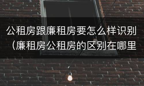 公租房跟廉租房要怎么样识别（廉租房公租房的区别在哪里）