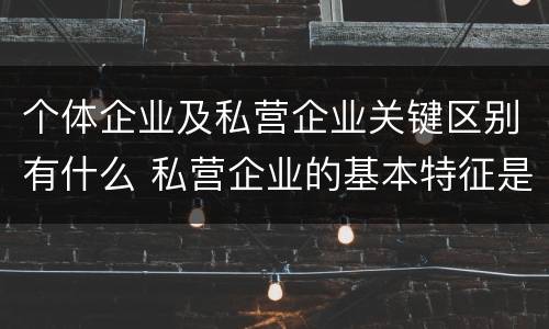 个体企业及私营企业关键区别有什么 私营企业的基本特征是什么