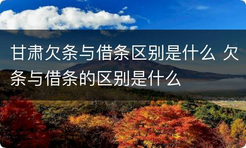 甘肃欠条与借条区别是什么 欠条与借条的区别是什么