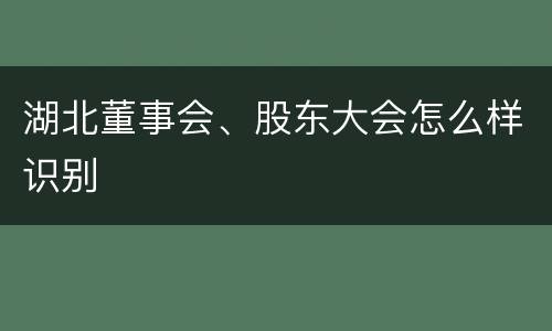 湖北董事会、股东大会怎么样识别