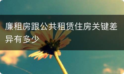 廉租房跟公共租赁住房关键差异有多少