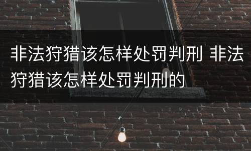 非法狩猎该怎样处罚判刑 非法狩猎该怎样处罚判刑的