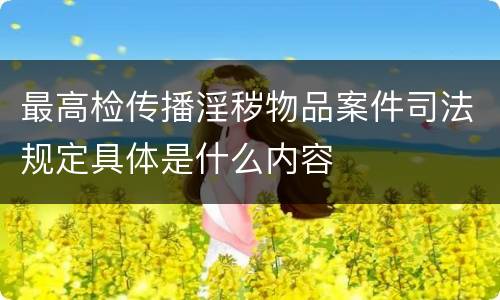 最高检传播淫秽物品案件司法规定具体是什么内容