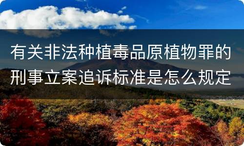 有关非法种植毒品原植物罪的刑事立案追诉标准是怎么规定