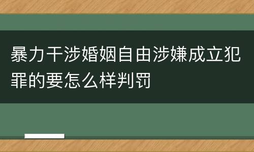 暴力干涉婚姻自由涉嫌成立犯罪的要怎么样判罚