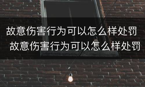 故意伤害行为可以怎么样处罚 故意伤害行为可以怎么样处罚呢