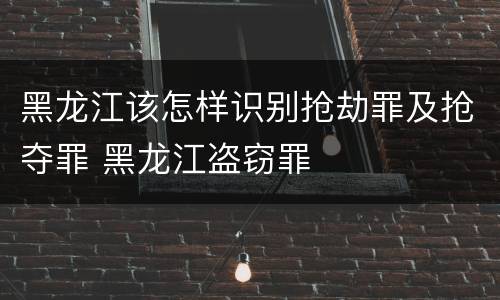 黑龙江该怎样识别抢劫罪及抢夺罪 黑龙江盗窃罪