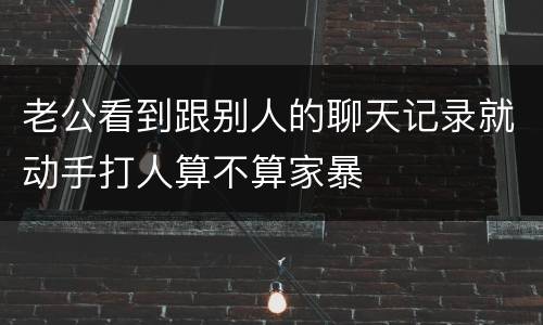 老公看到跟别人的聊天记录就动手打人算不算家暴