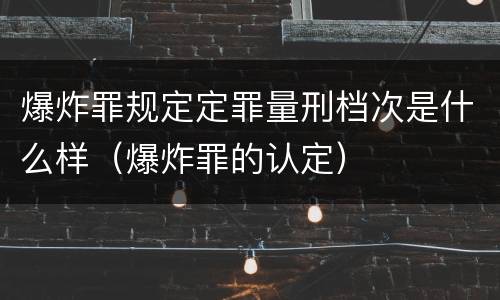 爆炸罪规定定罪量刑档次是什么样（爆炸罪的认定）