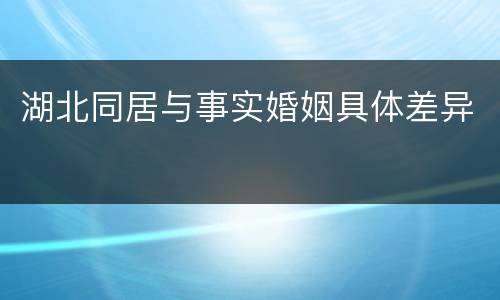 湖北同居与事实婚姻具体差异