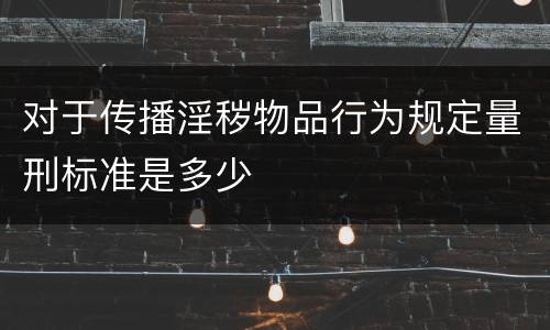 对于传播淫秽物品行为规定量刑标准是多少