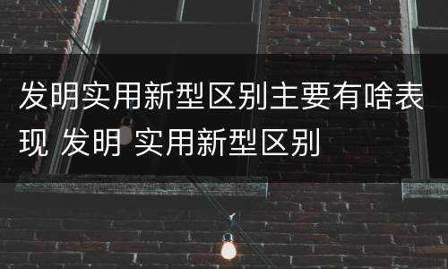 发明实用新型区别主要有啥表现 发明 实用新型区别