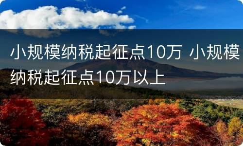 小规模纳税起征点10万 小规模纳税起征点10万以上