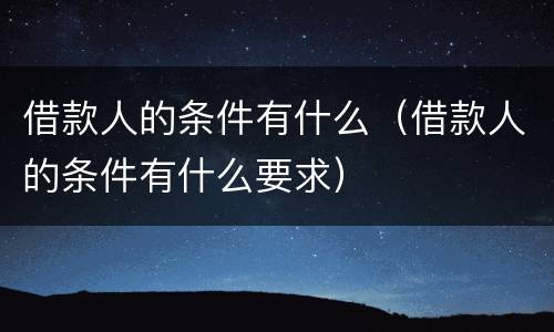 借款人的条件有什么（借款人的条件有什么要求）