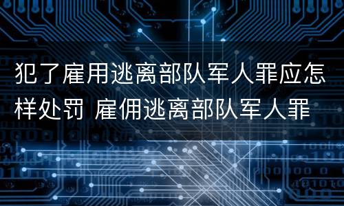 犯了雇用逃离部队军人罪应怎样处罚 雇佣逃离部队军人罪