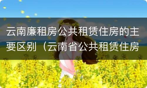云南廉租房公共租赁住房的主要区别（云南省公共租赁住房）