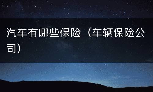 汽车有哪些保险（车辆保险公司）