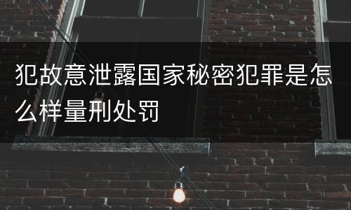 犯故意泄露国家秘密犯罪是怎么样量刑处罚