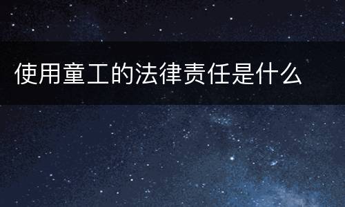 使用童工的法律责任是什么