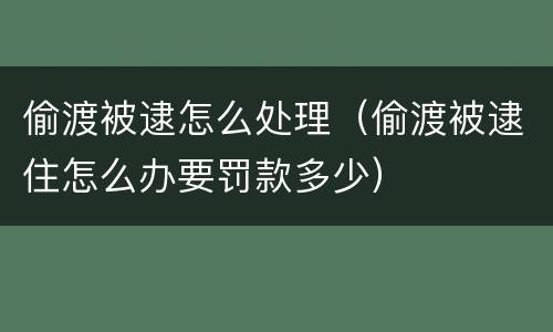 偷渡被逮怎么处理（偷渡被逮住怎么办要罚款多少）