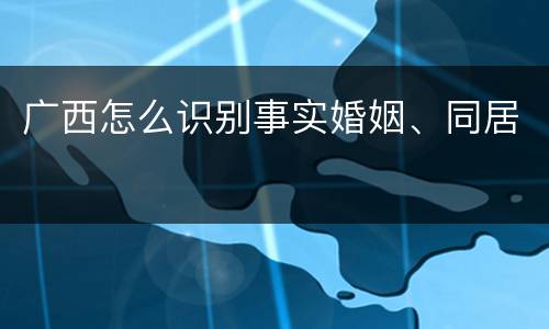 广西怎么识别事实婚姻、同居