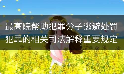 最高院帮助犯罪分子逃避处罚犯罪的相关司法解释重要规定有哪些