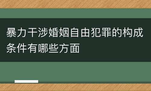 暴力干涉婚姻自由犯罪的构成条件有哪些方面
