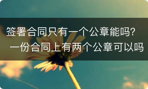 签署合同只有一个公章能吗？ 一份合同上有两个公章可以吗