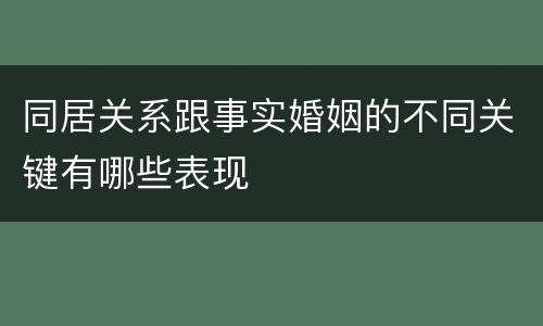 同居关系跟事实婚姻的不同关键有哪些表现