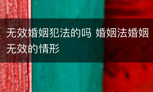 无效婚姻犯法的吗 婚姻法婚姻无效的情形