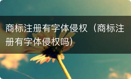 商标注册有字体侵权（商标注册有字体侵权吗）