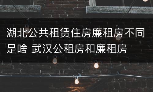 湖北公共租赁住房廉租房不同是啥 武汉公租房和廉租房